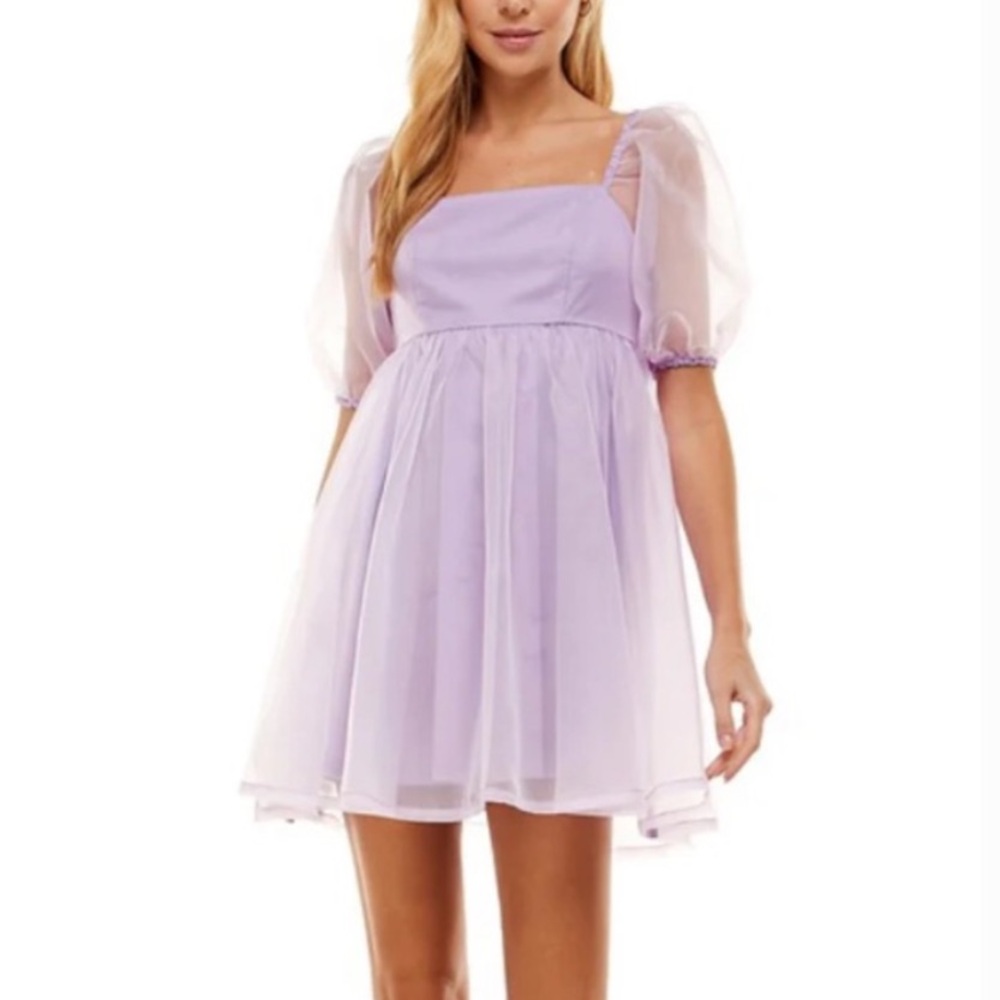 TCEC Lavender Sheer Sleeved Babydoll Dress Size Medium